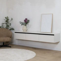Vane Living Industriele Kasten|Tv Meubels|Nils Zwevend Tv meubel zand 200cm