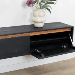 Vane Living Industriele Kasten|Tv Meubels|Nils Zwevend Tv meubel zwart 200cm