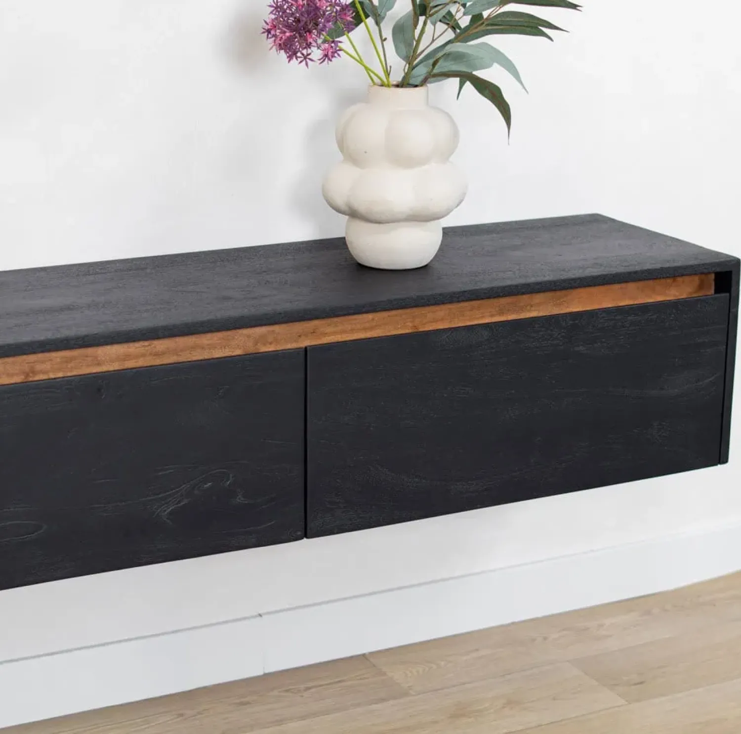 Vane Living Industriele Kasten|Tv Meubels|Nils Zwevend Tv meubel zwart 200cm