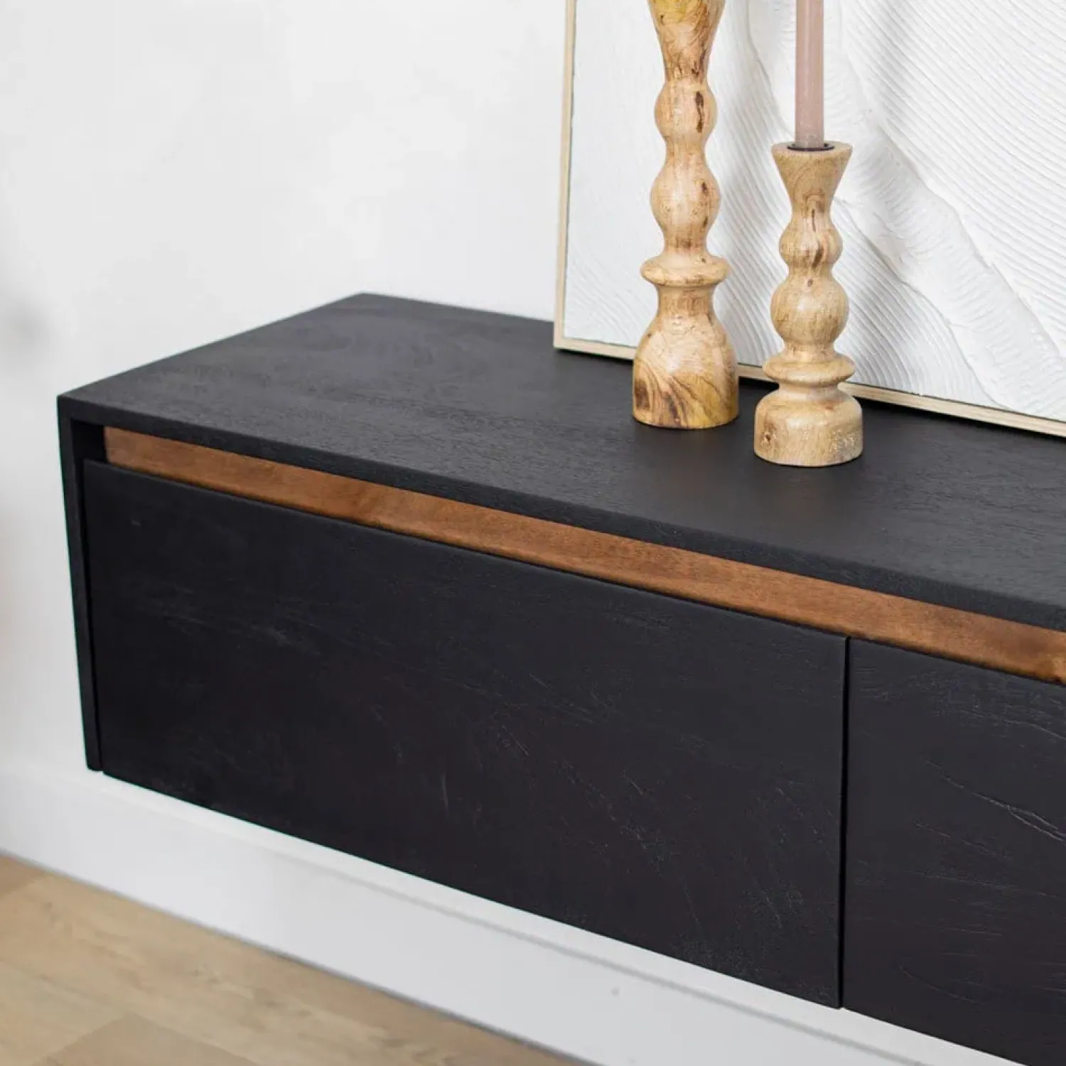 Vane Living Industriele Kasten|Tv Meubels|Nils Zwevend Tv meubel zwart 200cm