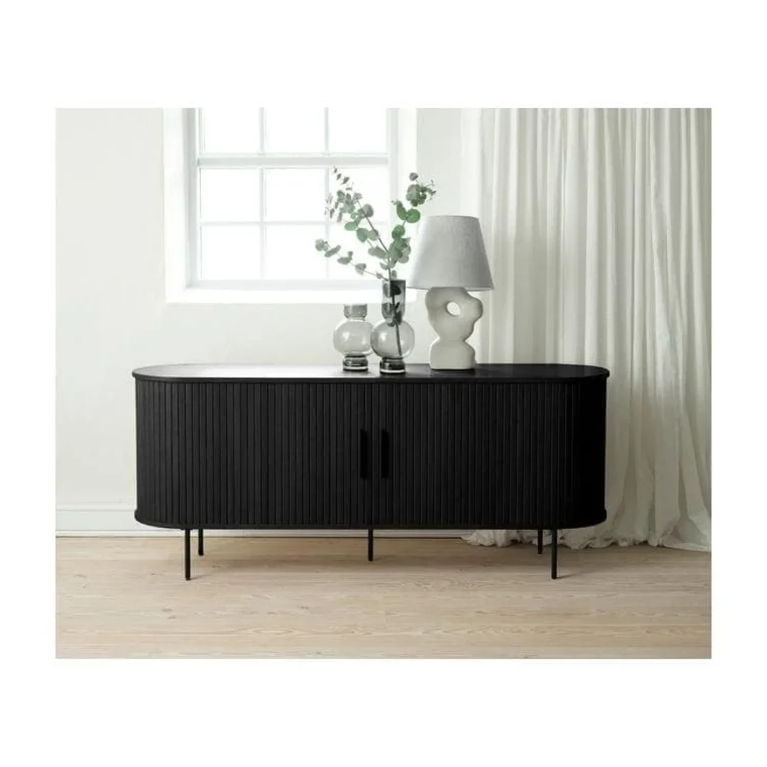 LykkeHome Dressoirs|Industriele Kasten|Nita Dressoir Zwart 180cm