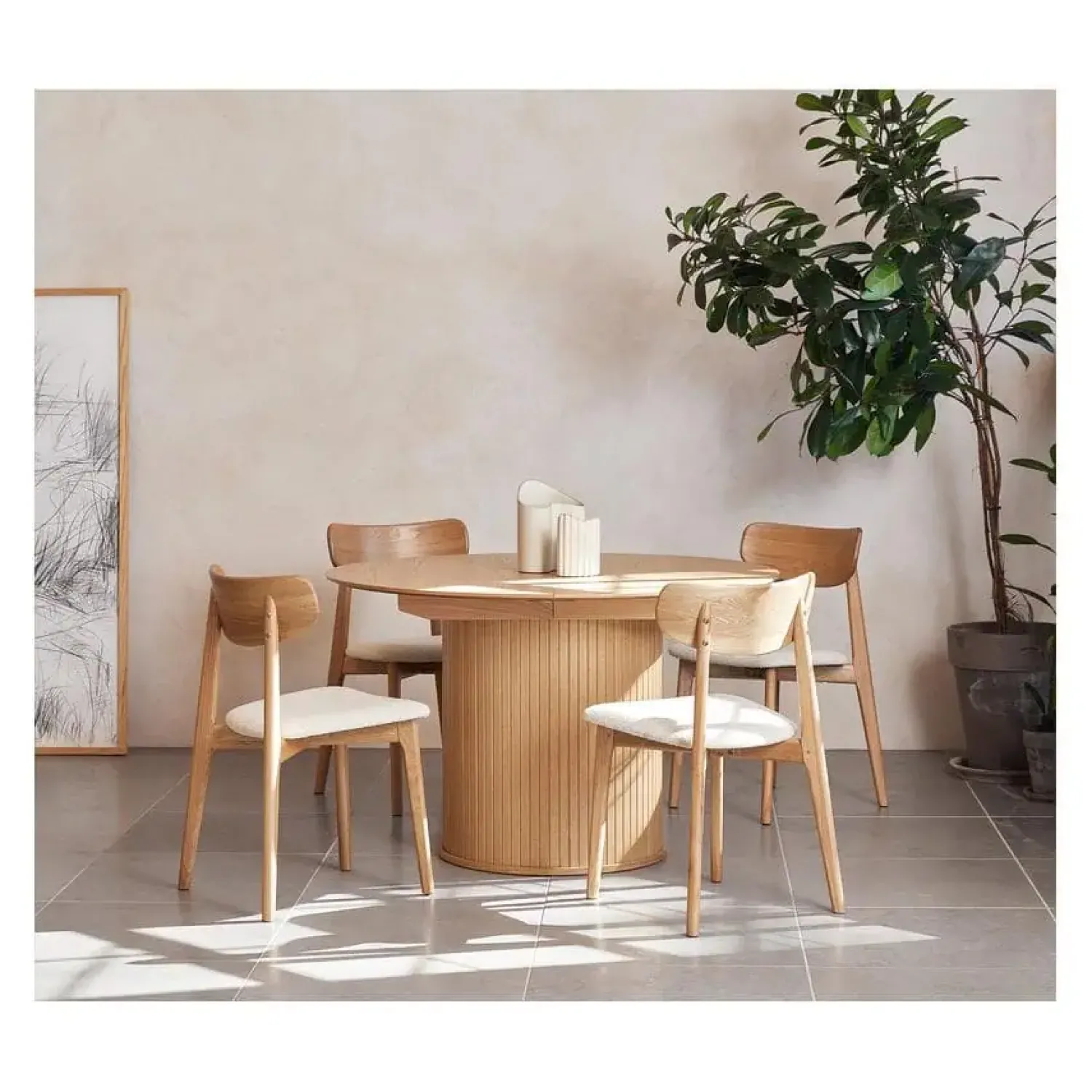 LykkeHome Eettafels|Nita Eettafel rond uitschuifbaar Naturel 120-167 cm