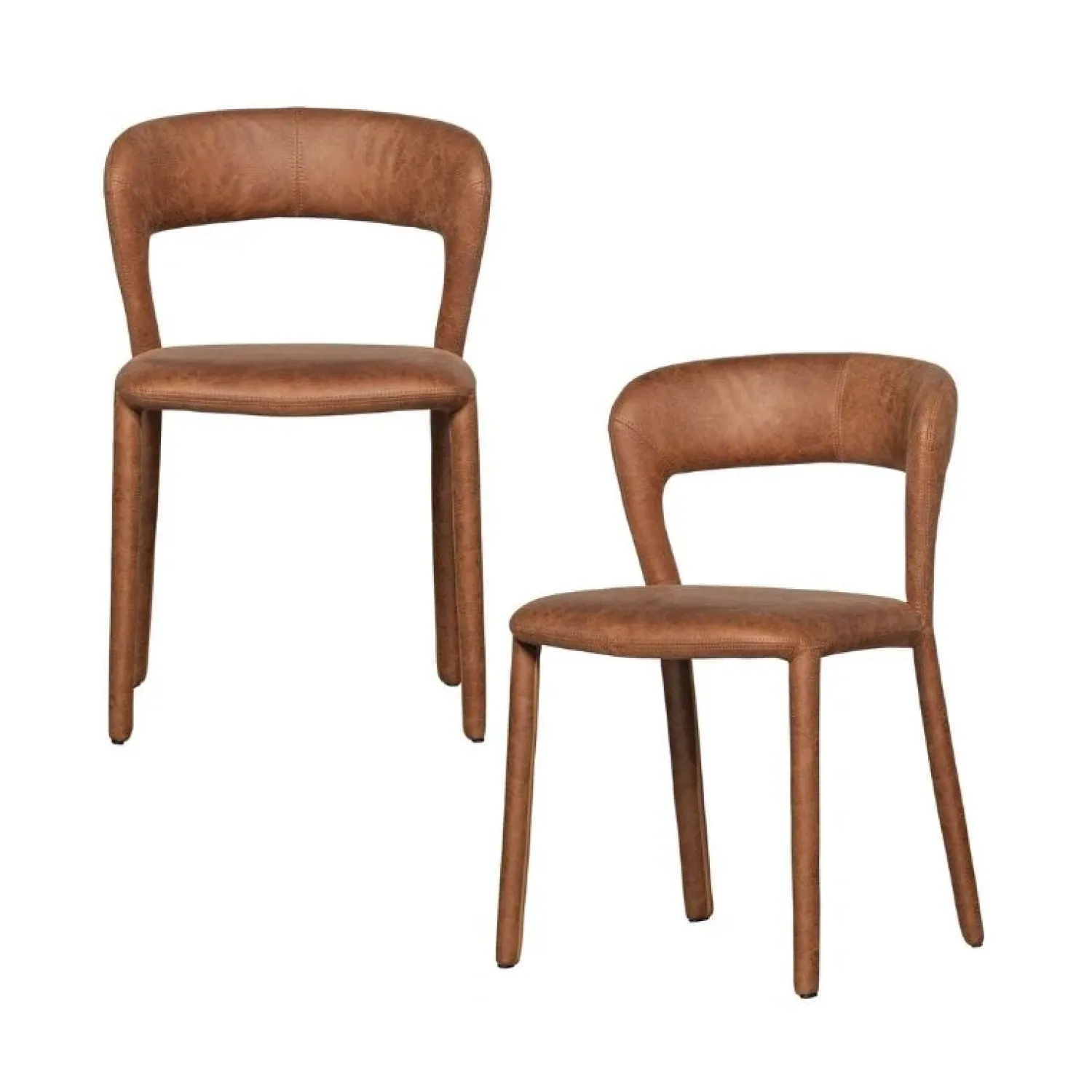 WOOOD Eetkamerstoelen|Noble Eetkamerstoel Leerlook Cognac