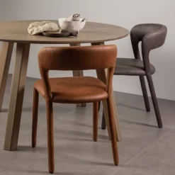 WOOOD Eetkamerstoelen|Noble Eetkamerstoel Leerlook Cognac