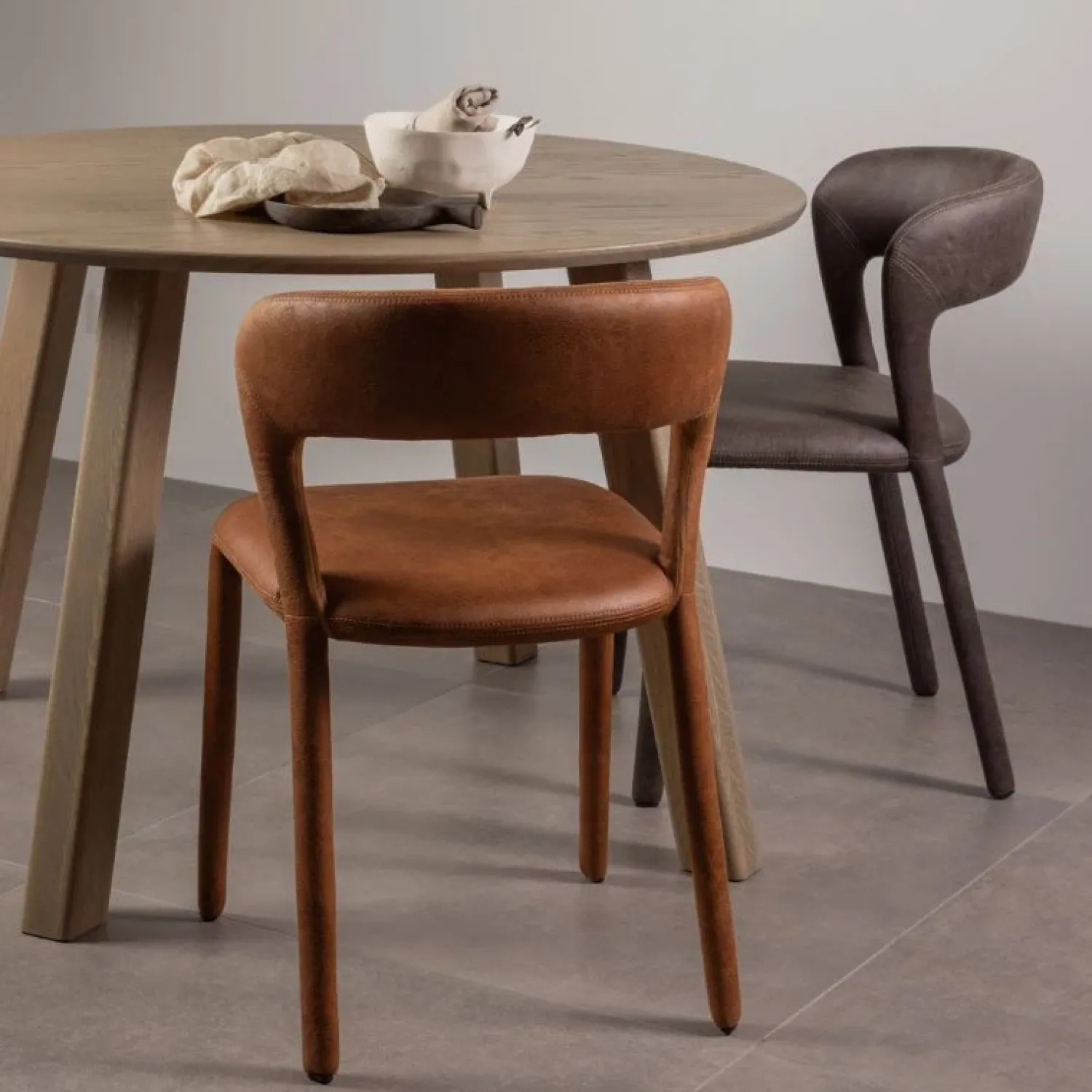 WOOOD Eetkamerstoelen|Noble Eetkamerstoel Leerlook Cognac