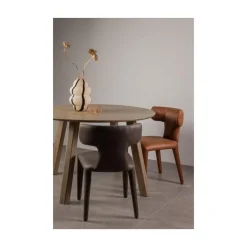WOOOD Eetkamerstoelen|Noble Eetkamerstoel Leerlook Zwart/Grijs