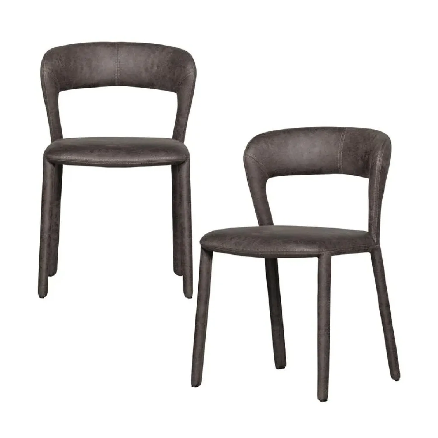 WOOOD Eetkamerstoelen|Noble Eetkamerstoel Leerlook Zwart/Grijs