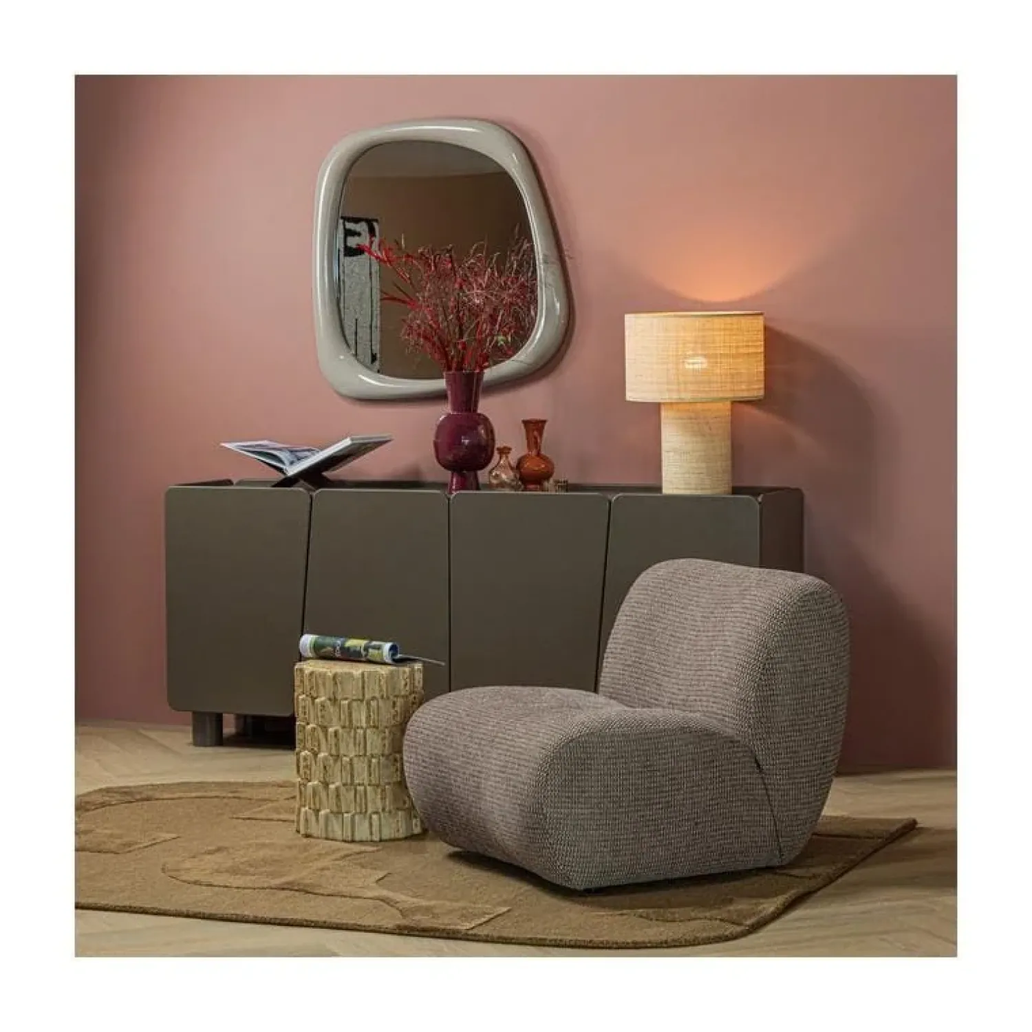 WOOOD Fauteuils|Nomu Fauteuil chenille Bruin