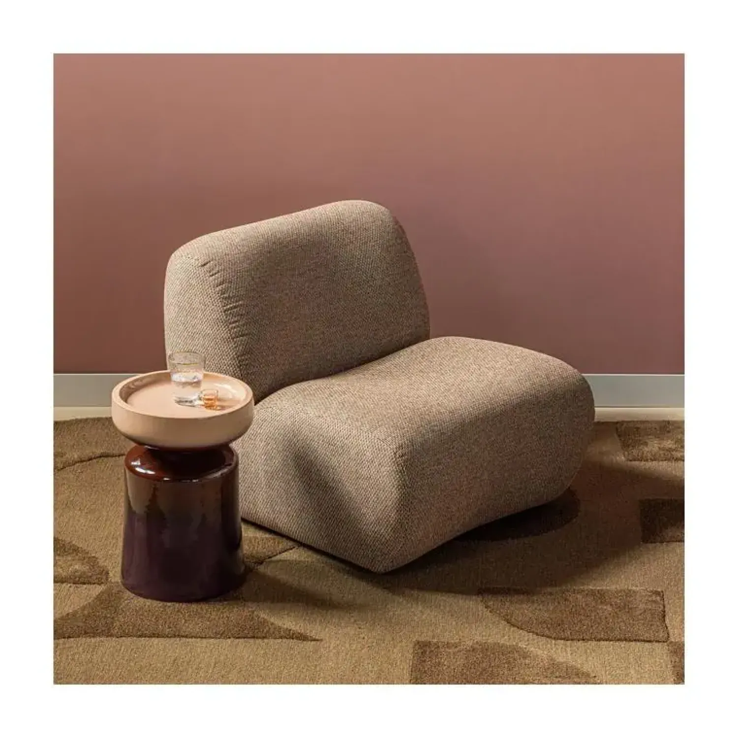 WOOOD Fauteuils|Nomu Fauteuil chenille Lichtbruin