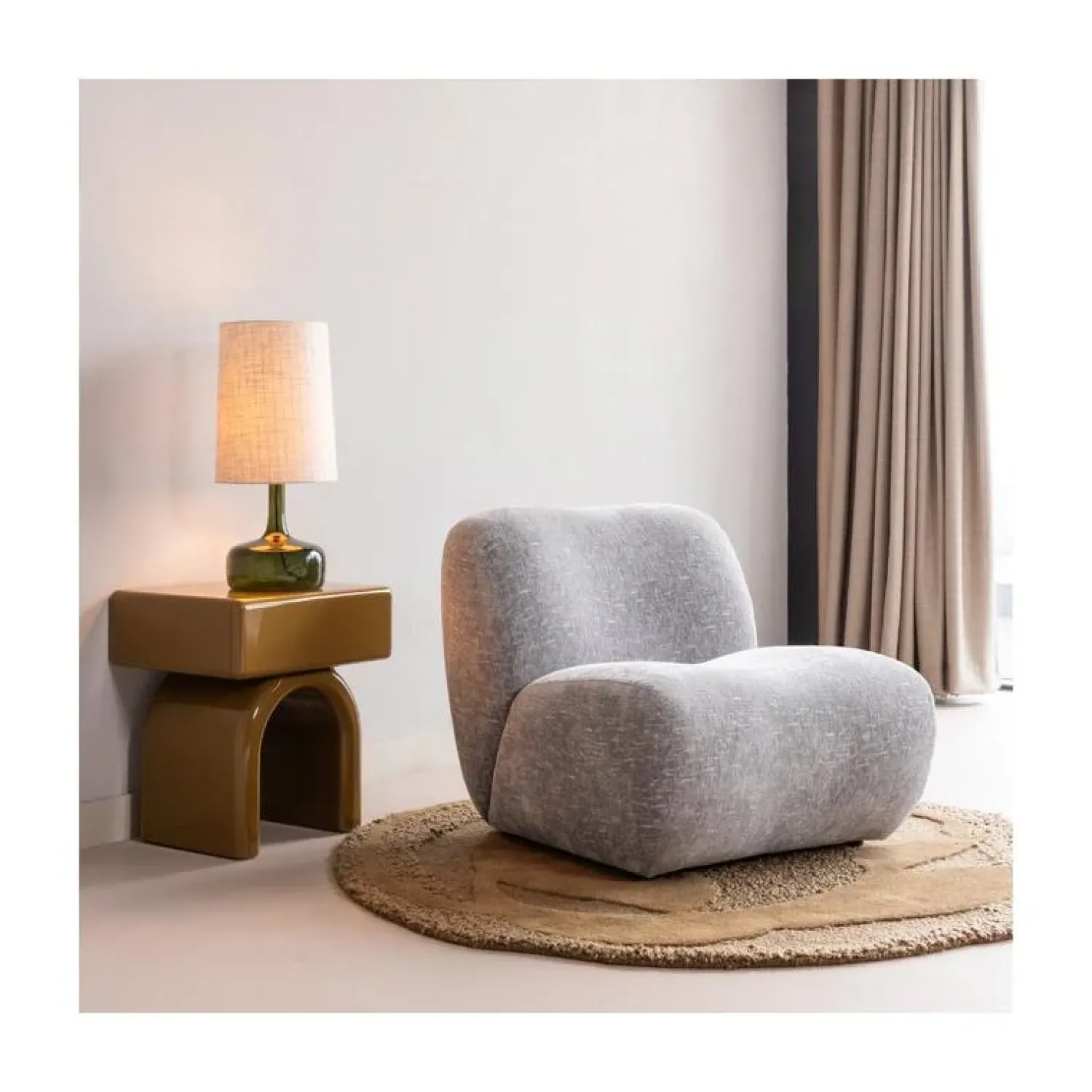 WOOOD Fauteuils|Nomu Fauteuil velvet Lichtblauw