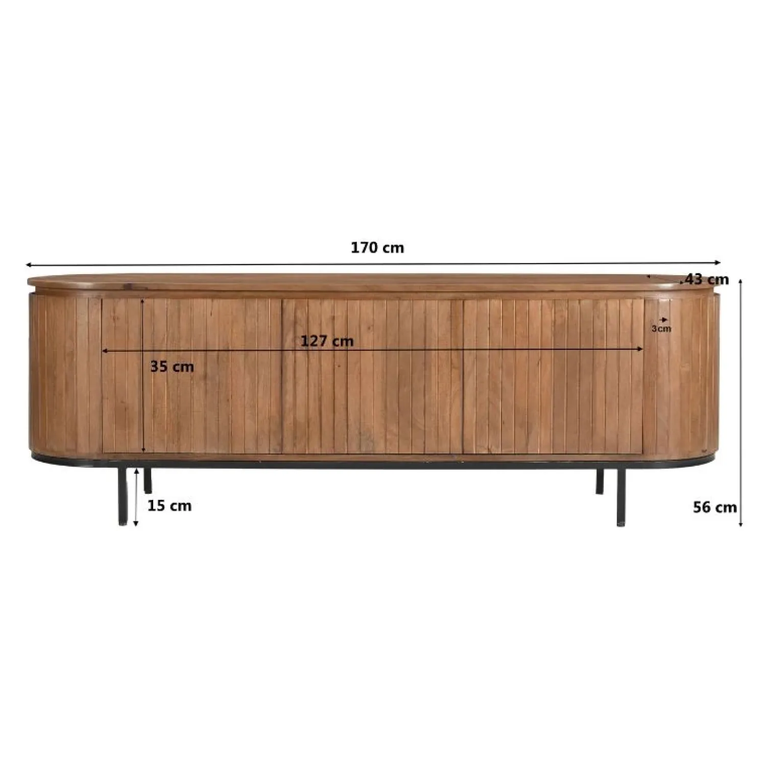Livingfurn Industriele Kasten|Tv Meubels|Noor tv-meubel 170cm naturel