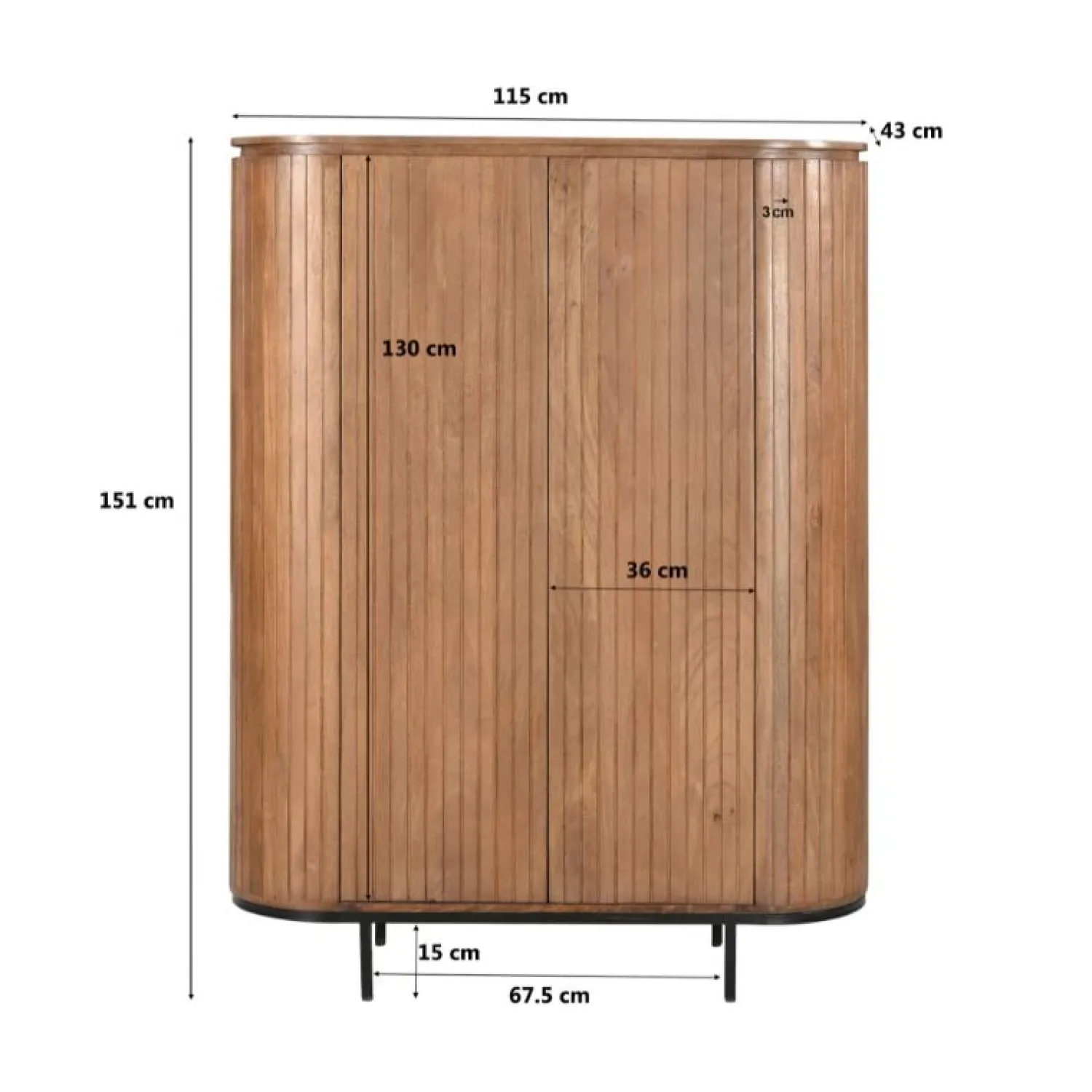 Livingfurn Wandkasten|Industriele Kasten|Noor wandkast 115 cm naturel