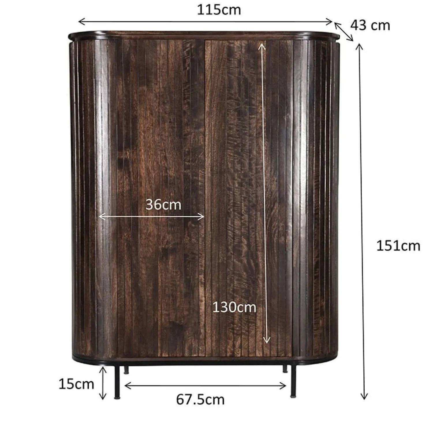 Livingfurn Wandkasten|Industriele Kasten|Noor wandkast 115 cm walnoot