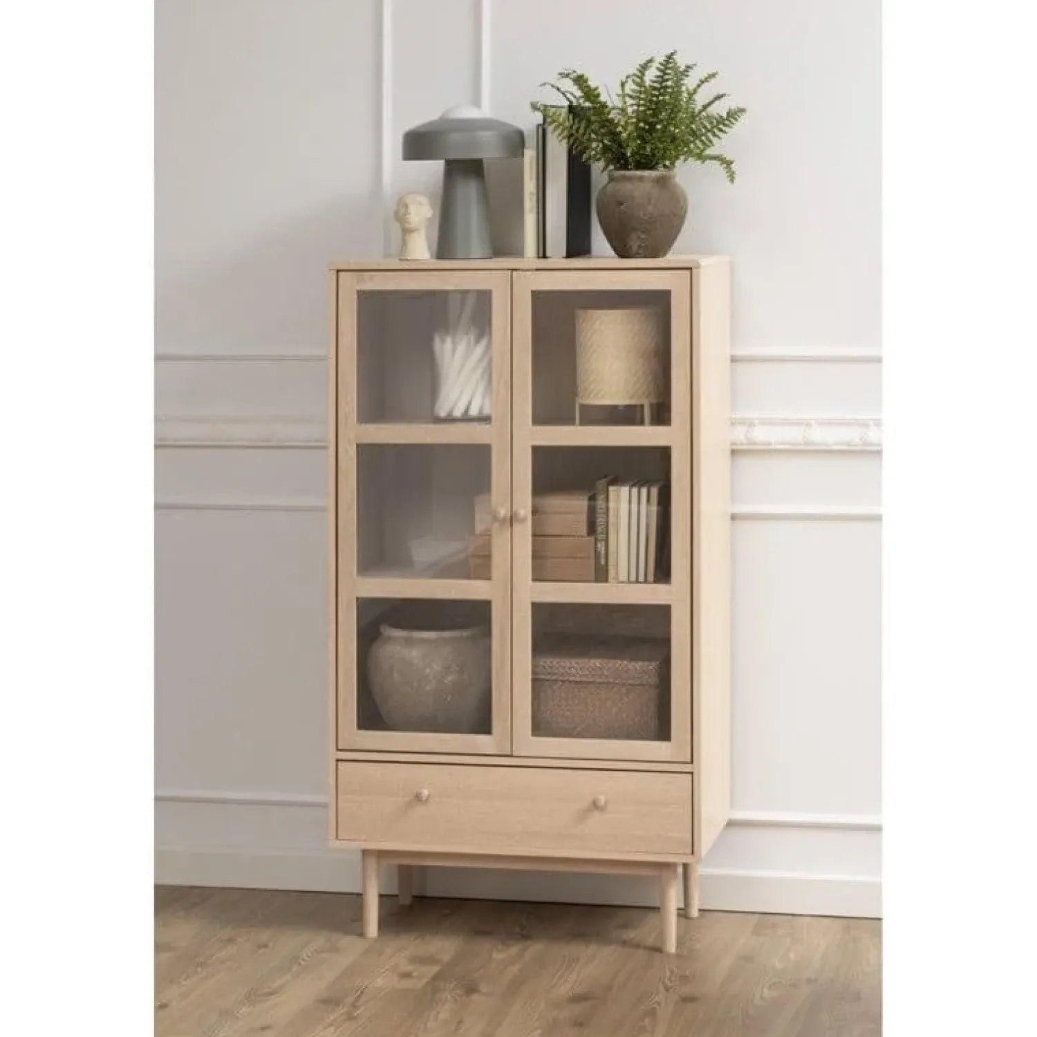Nordhavn Vitrinekasten|Industriele Kasten|Nordvik Vitrinekast Naturel 80cm