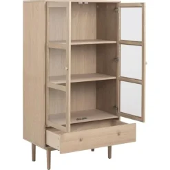 Nordhavn Vitrinekasten|Industriele Kasten|Nordvik Vitrinekast Naturel 80cm
