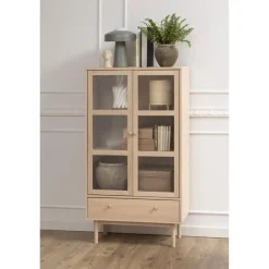 Nordhavn Vitrinekasten|Industriele Kasten|Nordvik Vitrinekast Naturel 80cm