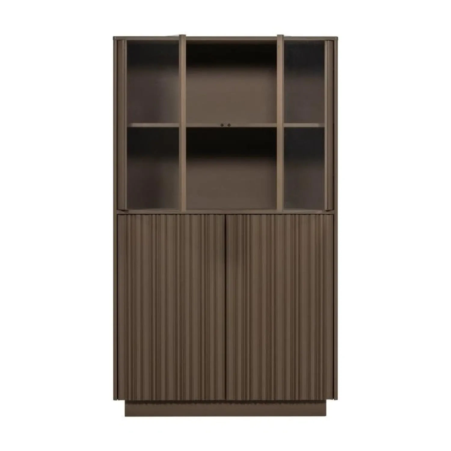 WOOOD Vitrinekasten|Industriele Kasten|Nova Lage Vitrinekast Dennenhout Truffelbruin 102cm