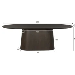 Livingfurn Eettafels|Novero Eettafel Espresso eiken ovaal 230cm