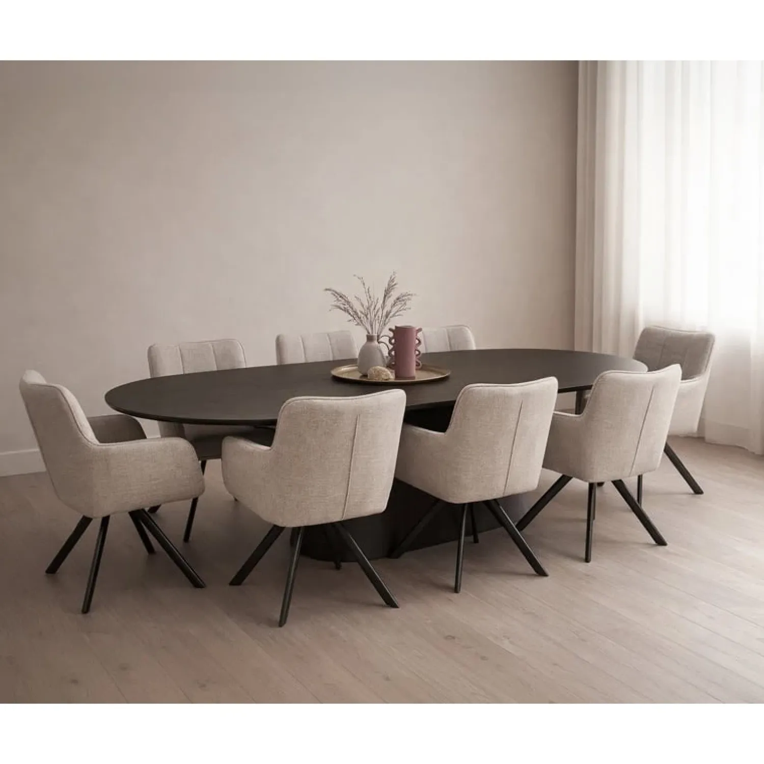 Livingfurn Eettafels|Novero Eettafel Espresso eiken ovaal 280cm