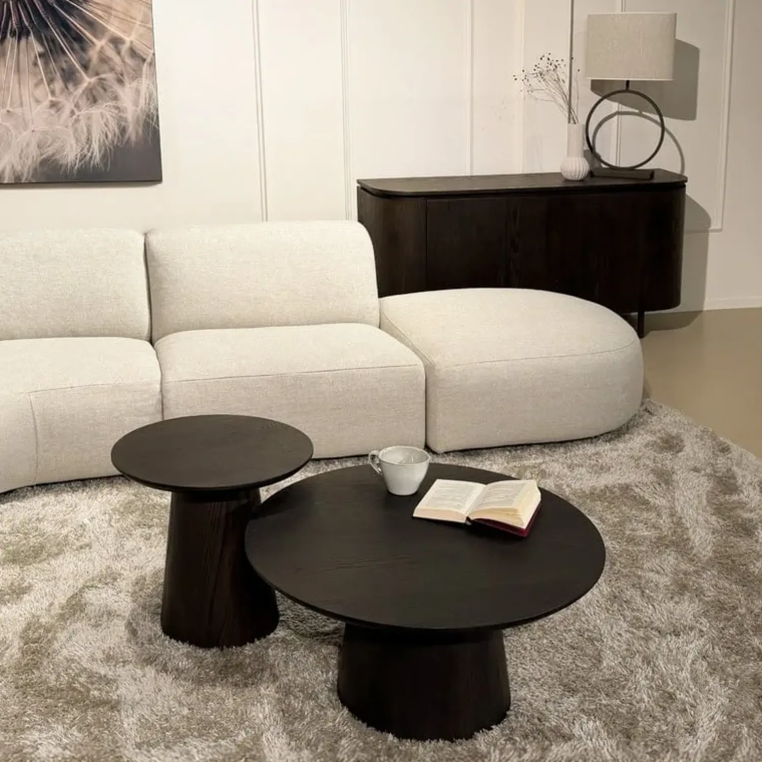 Livingfurn Salontafels|Novero Salontafel Espresso eiken 80cm rond
