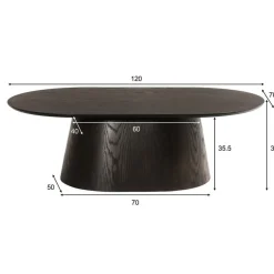 Livingfurn Salontafels|Novero Salontafel Espresso eiken Ovaal 120cm