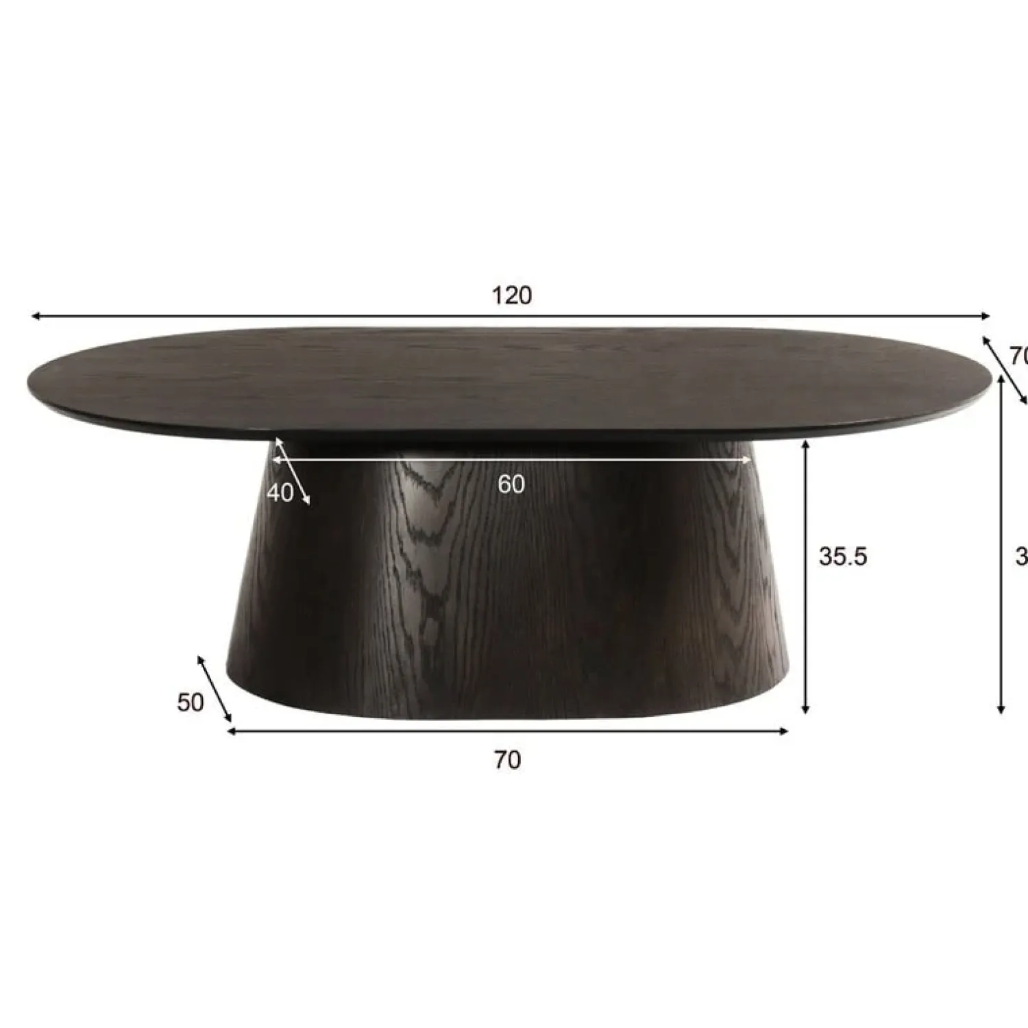 Livingfurn Salontafels|Novero Salontafel Espresso eiken Ovaal 120cm
