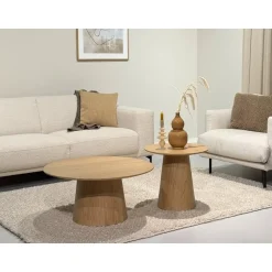 Livingfurn Salontafels|Novero Salontafel naturel eiken 50cm rond