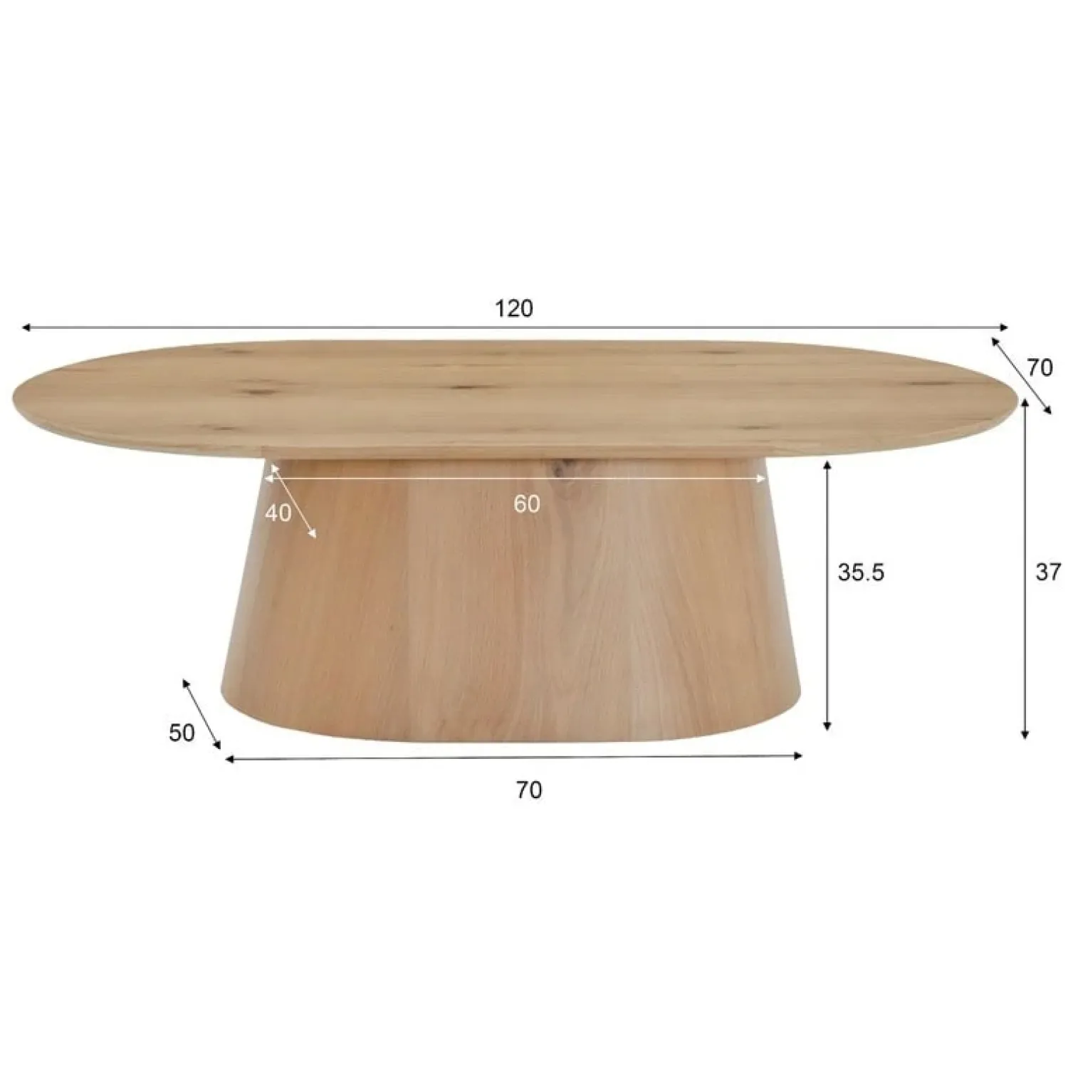 Livingfurn Salontafels|Novero Salontafel naturel eiken Ovaal 120cm