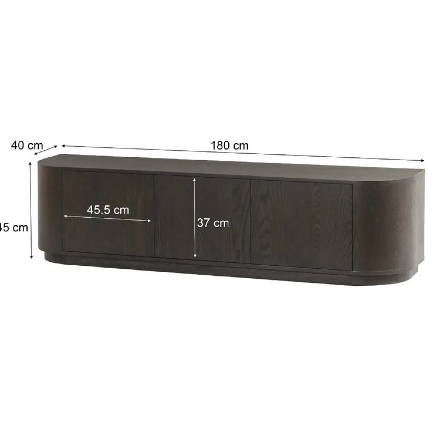 Livingfurn Industriele Kasten|Tv Meubels|Novero Tv meubel Espresso eiken 180cm