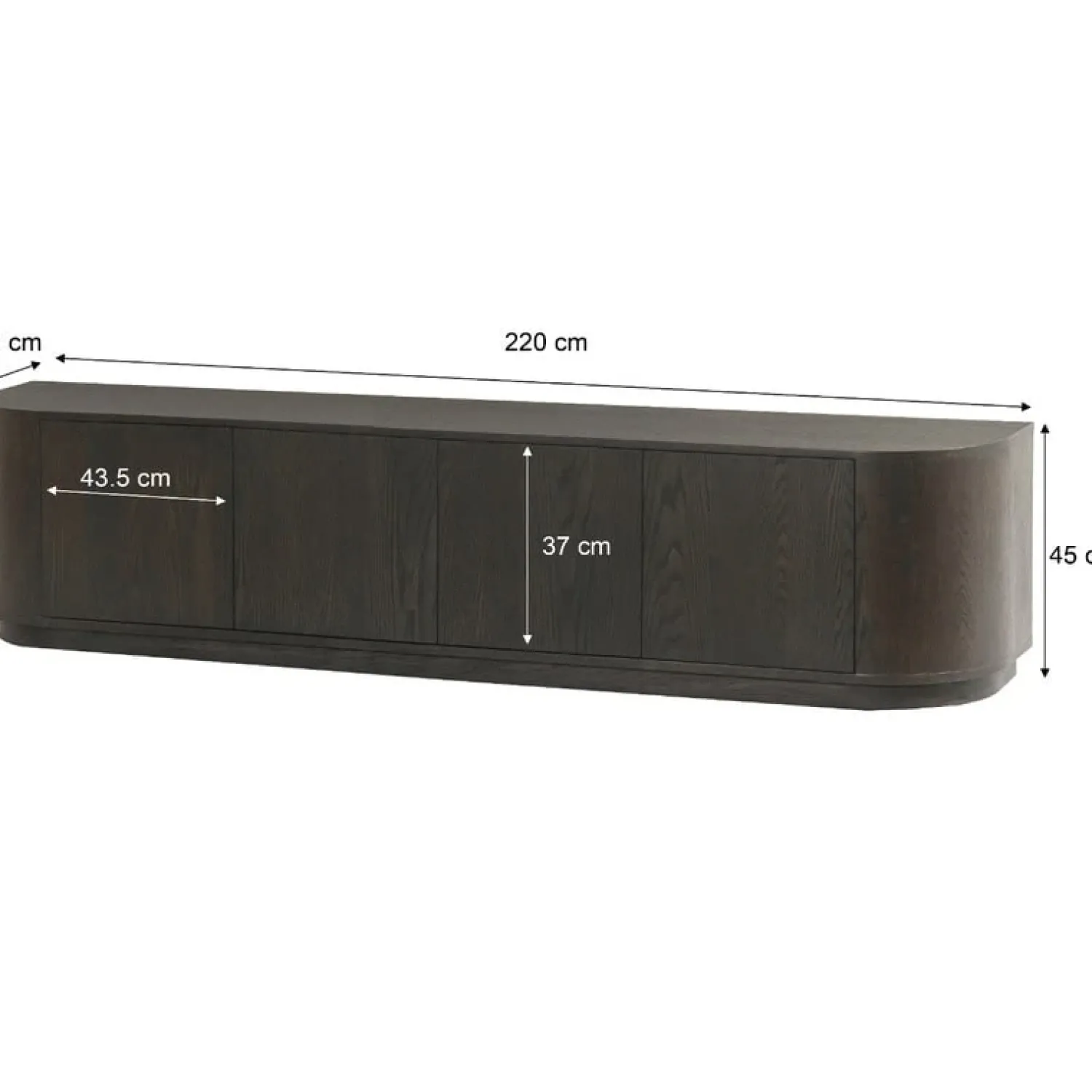 Livingfurn Industriele Kasten|Tv Meubels|Novero Tv meubel Espresso eiken 220cm