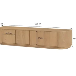 Livingfurn Industriele Kasten|Tv Meubels|Novero Tv meubel naturel eiken 220cm