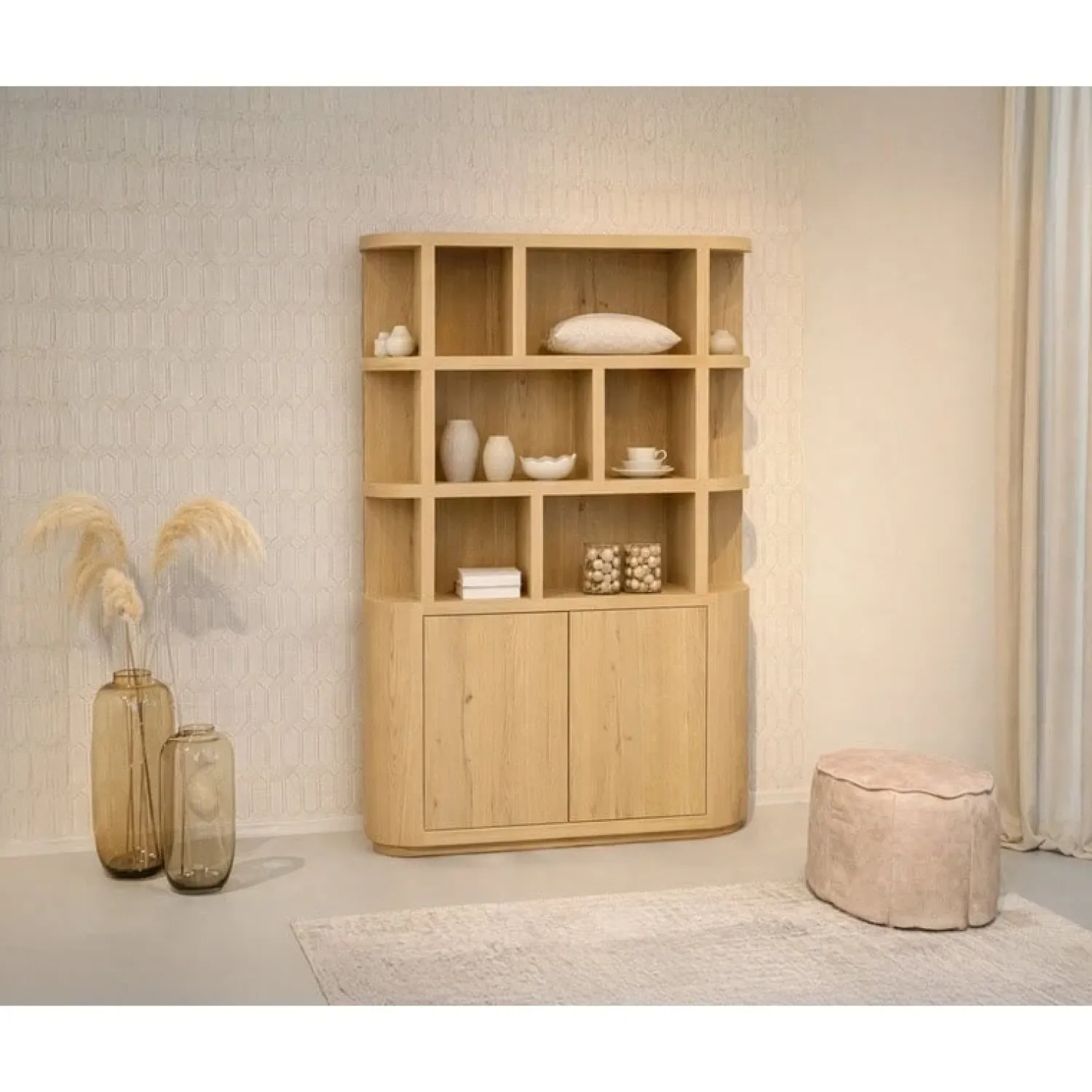 Livingfurn Vakkenkasten|Boekenkasten|Novero Vakkenkast naturel eiken 145cm