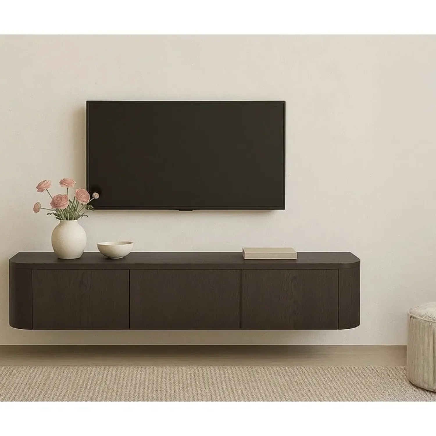 Livingfurn Industriele Kasten|Tv Meubels|Novero Zwevend Tv meubel Espresso eiken 180cm