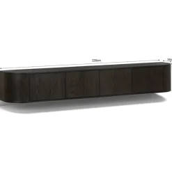 Livingfurn Industriele Kasten|Tv Meubels|Novero Zwevend Tv meubel Espresso eiken 220cm