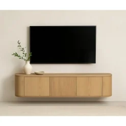 Livingfurn Industriele Kasten|Tv Meubels|Novero Zwevend Tv meubel naturel eiken 180cm