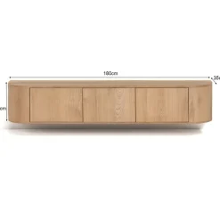 Livingfurn Industriele Kasten|Tv Meubels|Novero Zwevend Tv meubel naturel eiken 180cm