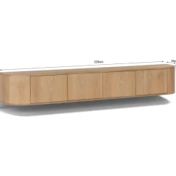 Livingfurn Industriele Kasten|Tv Meubels|Novero Zwevend Tv meubel naturel eiken 220cm