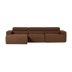 WOOOD Loungebanken|Novi Chaise Longue Bank Links Bouclé Mokkabruin