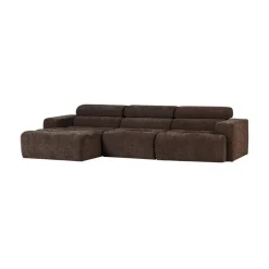 WOOOD Loungebanken|Novi Chaise Longue Bank Links Donkerbruin Melange