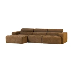 WOOOD Loungebanken|Novi Chaise Longue Bank Links Karamelbruin Melange
