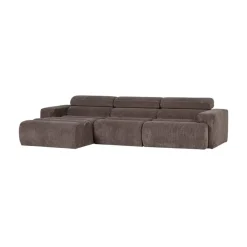 WOOOD Loungebanken|Novi Chaise Longue Bank Links Ribstof Grijsbruin