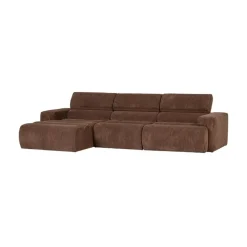 WOOOD Loungebanken|Novi Chaise Longue Bank Links Ribstof Mokkabruin