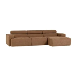 WOOOD Loungebanken|Novi Chaise Longue Bank Rechts Bouclé Karamelbruin