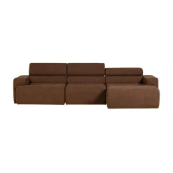 WOOOD Loungebanken|Novi Chaise Longue Bank Rechts Bouclé Mokkabruin