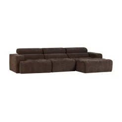WOOOD Loungebanken|Novi Chaise Longue Bank Rechts Donkerbruin Melange