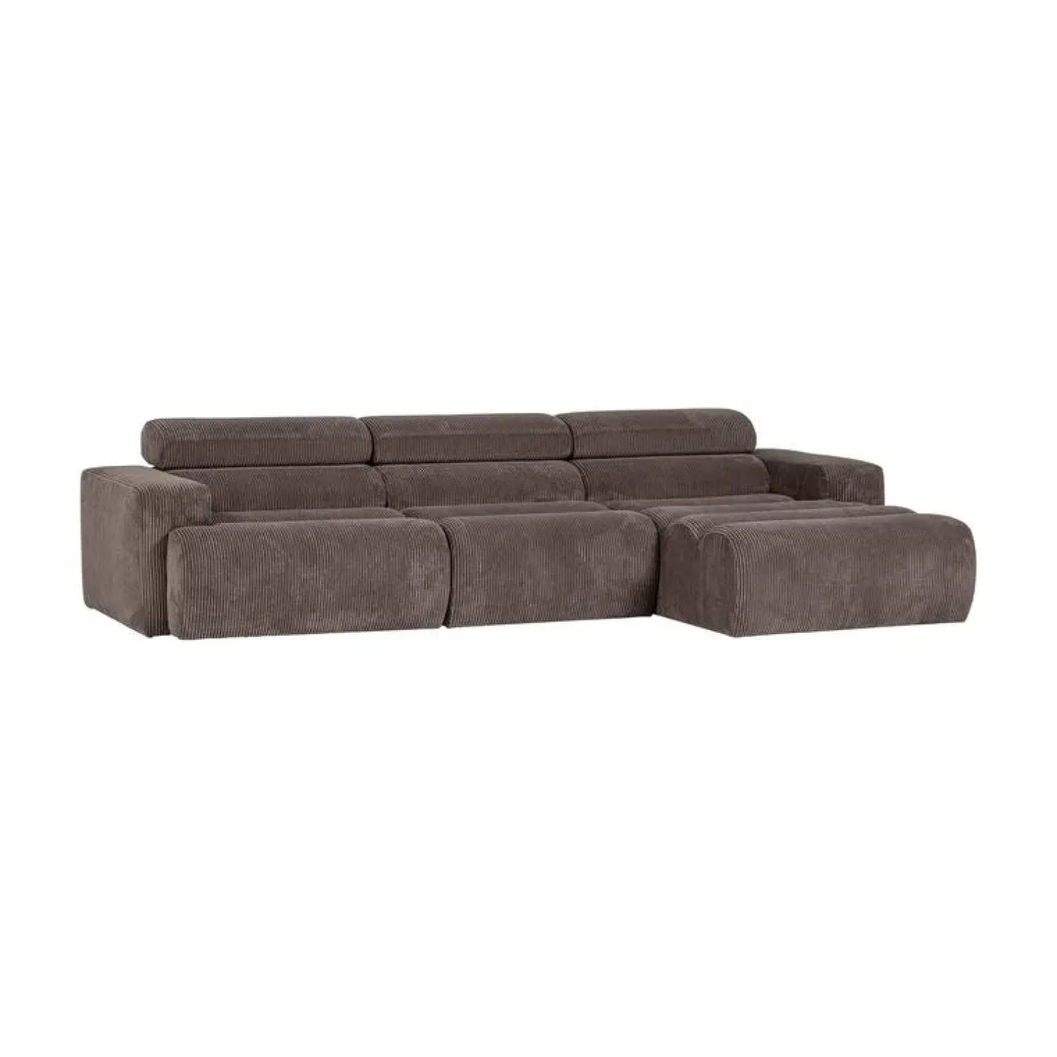 WOOOD Loungebanken|Novi Chaise Longue Bank Rechts Ribstof Grijsbruin