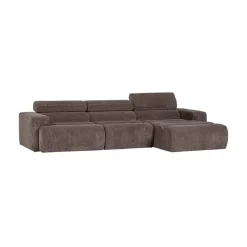 WOOOD Loungebanken|Novi Chaise Longue Bank Rechts Ribstof Grijsbruin