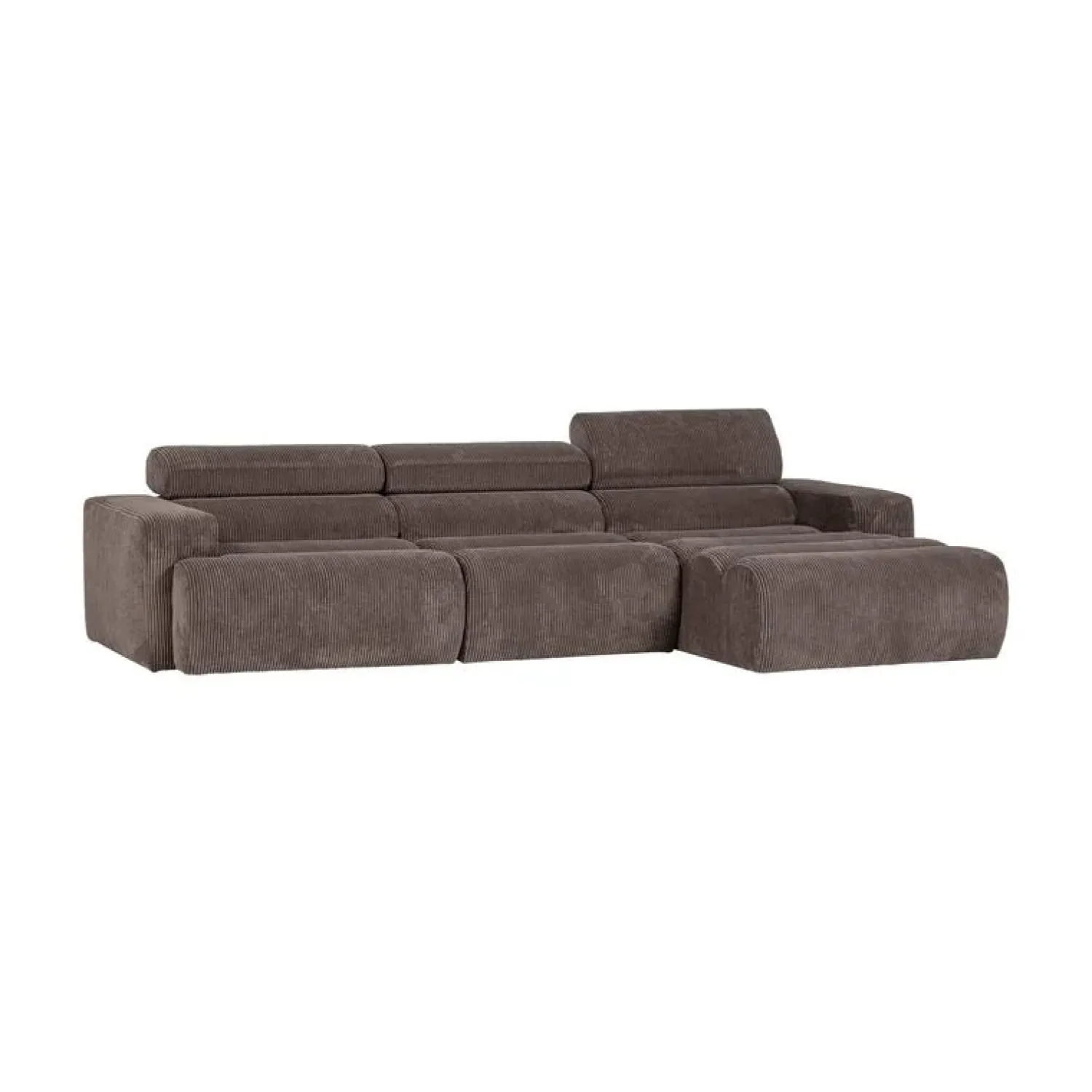 WOOOD Loungebanken|Novi Chaise Longue Bank Rechts Ribstof Grijsbruin