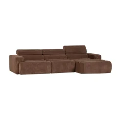 WOOOD Loungebanken|Novi Chaise Longue Bank Rechts Ribstof Mokkabruin