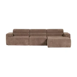 WOOOD Loungebanken|Novi Chaise Longue Bank Rechts Ribstof Taupe